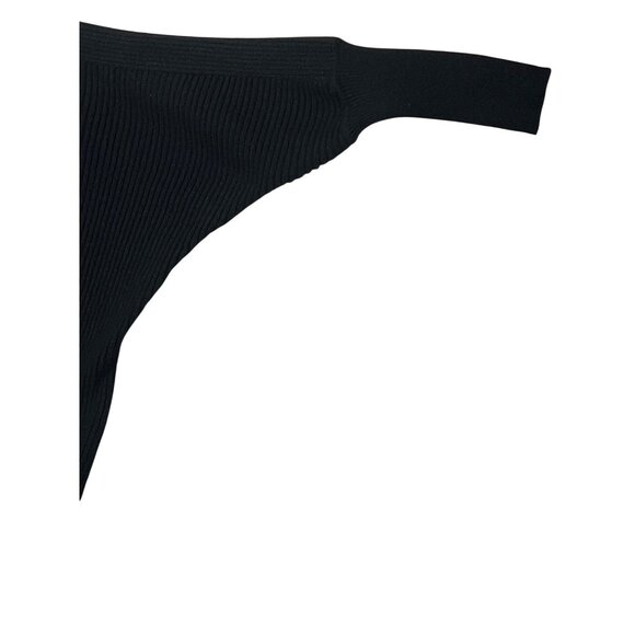 Devotion By Cyrus Women's Black Sweater L -Dolman Sleeves  V-neck Ribbed Goth - Picture 6 of 16